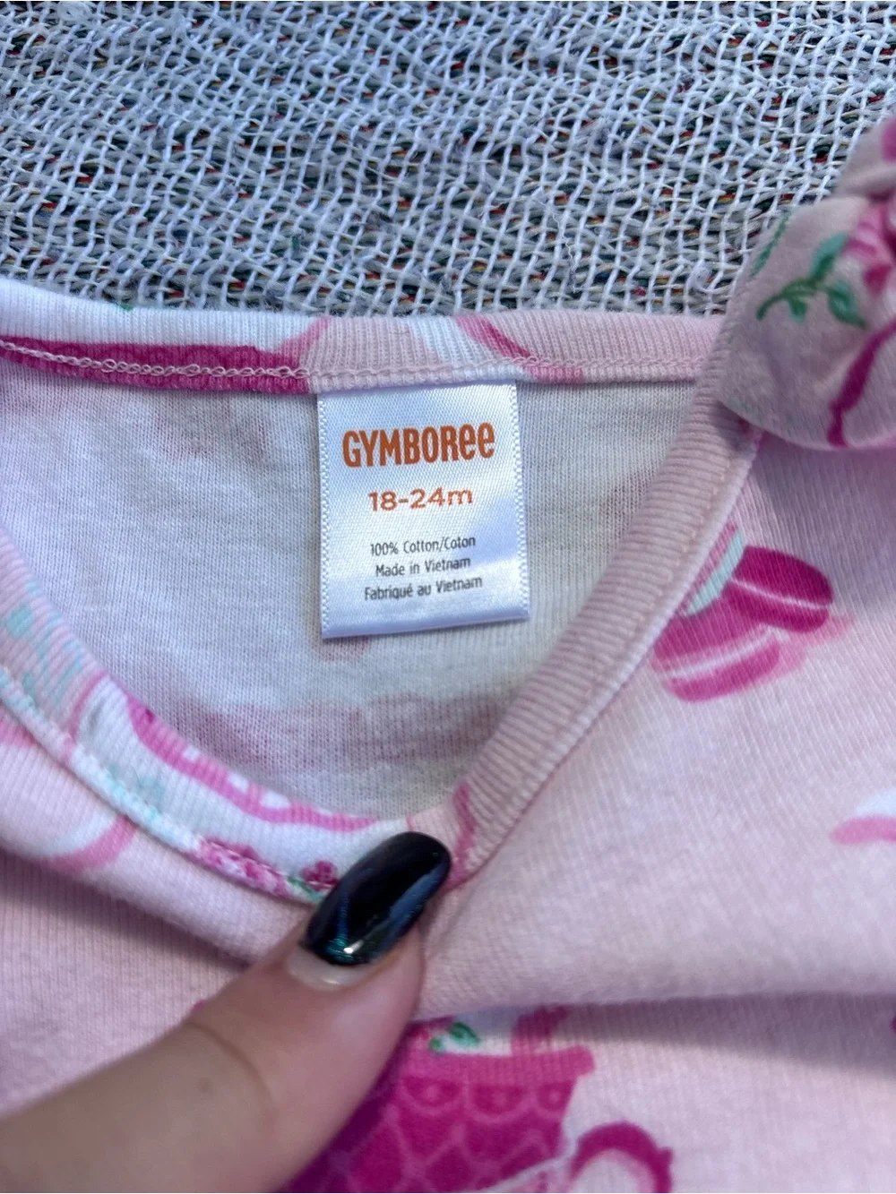 GYMBOREE PINK MOUSE TEACUP GRAPHIC PRINT DRESS SIZE 18/24 MONTHS ADORABLE